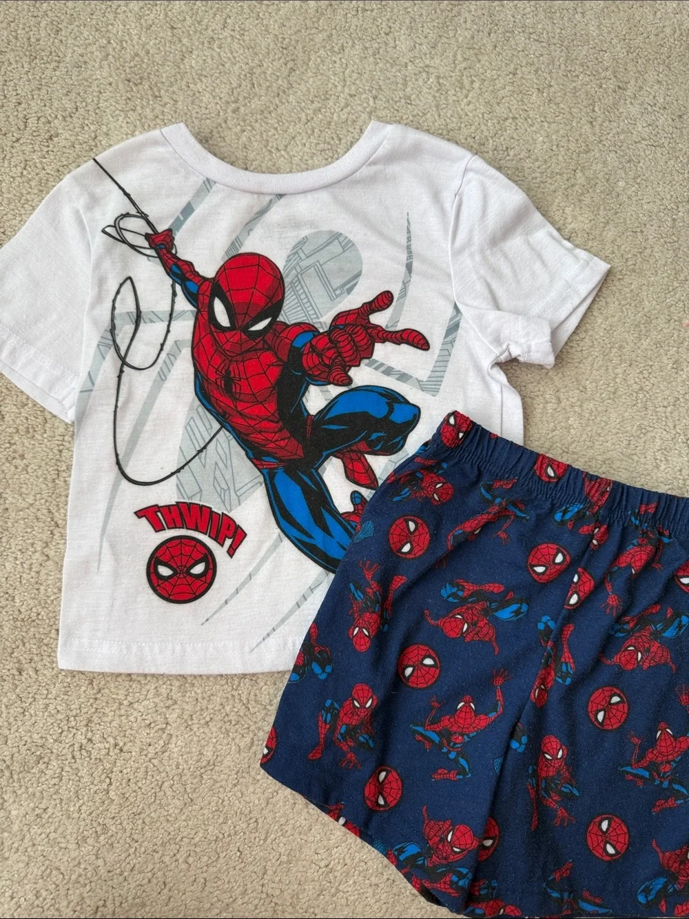 Spiderman Boys' White & Navy Pajama Set